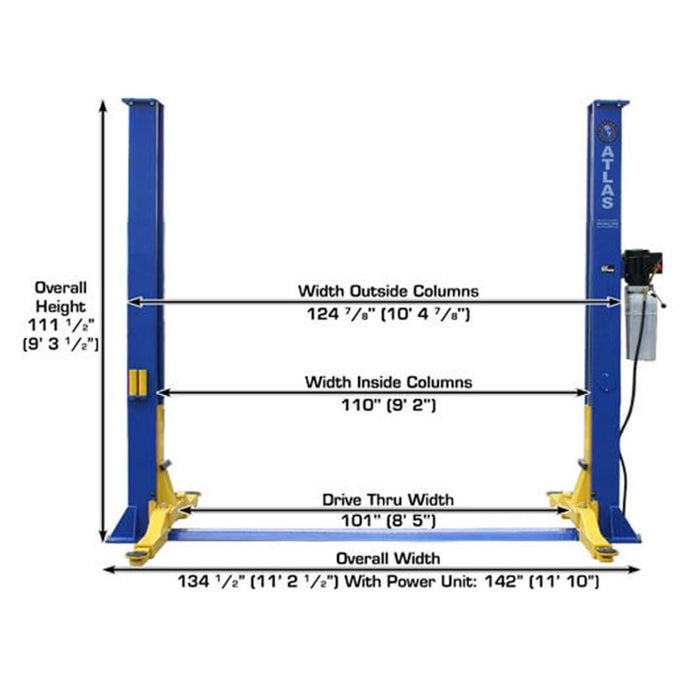 Atlas® 9KBP Floor Base-Plate 2 Post Lift 9,000 lbs #ATEXH-9KBPX-FPD, alamoequipment.com