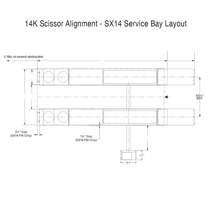 Challenger 14K Heavy-Duty Scissor Alignment #SX14 service bay layout, Alamo Equipment, alamoequipment.com