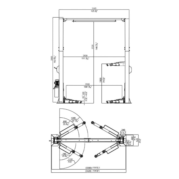 Stratus Floor Plate Open 9k lbs Single Point Manual Release 2-Post Car Lift SAE-C9P, alamoequipment.com