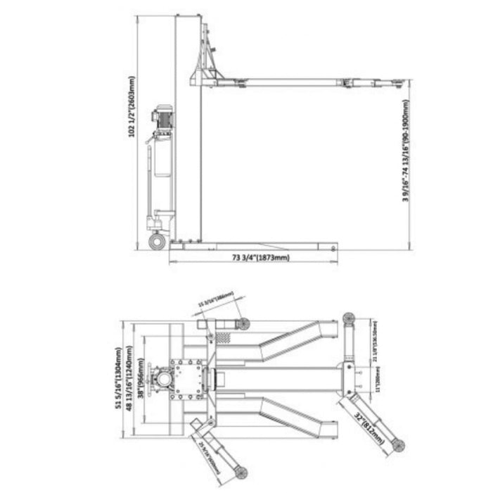 Stratus Single Post 6,600 lbs Manual Safety Lock Release Car Lift SAE-S66M, alamoequipment.com