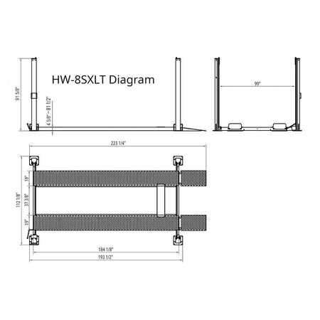 APlusLift 8000LB 4-Post Portable Parking Storage Service Car Lift #HW-8SXLT, alamoequipment.com