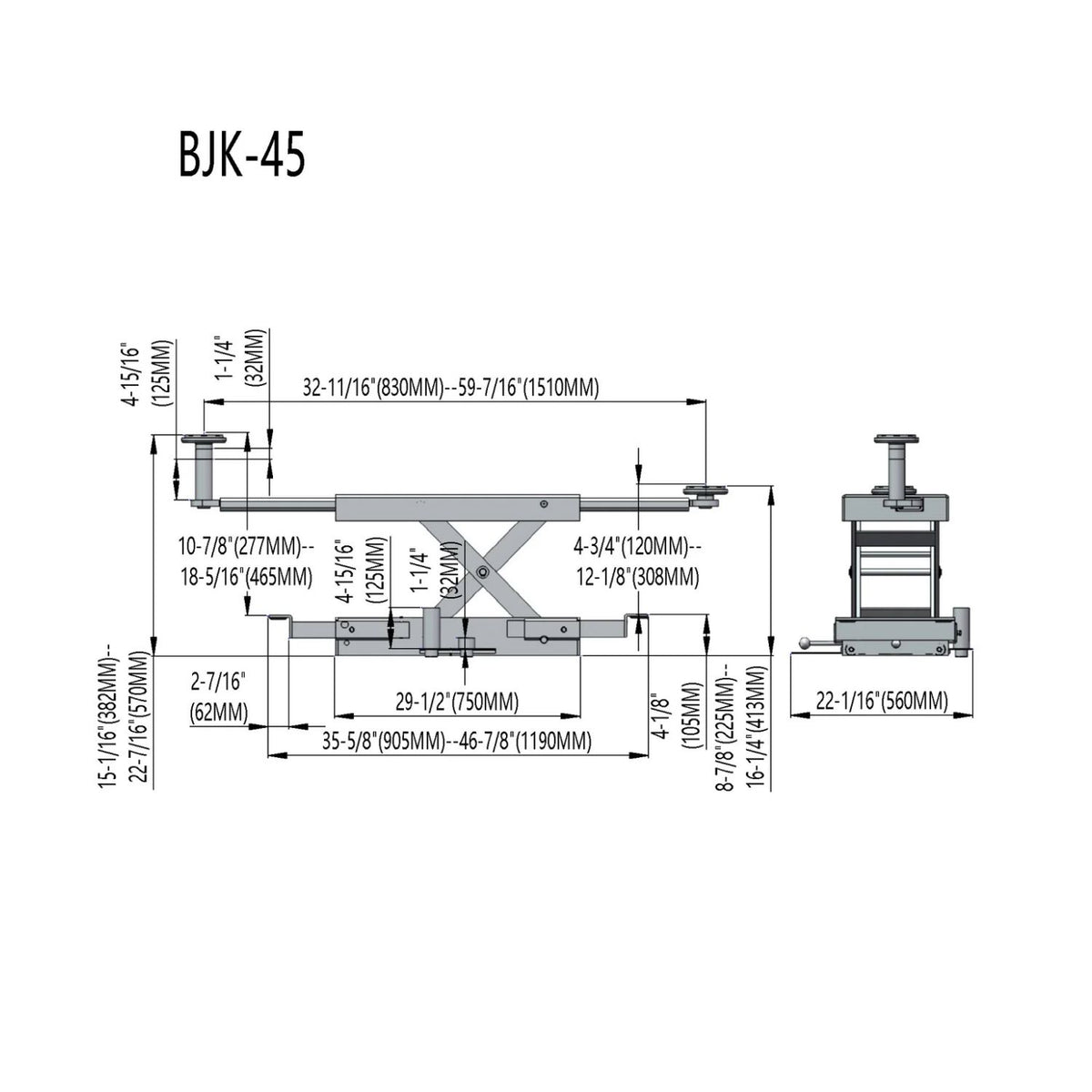 APlusLift BJK-45 4,500 lb Air Sliding Jack (Crate) #BJK-45, AlamoEquipment.com