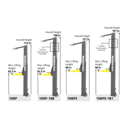 BendPak 10APX High-Rise Two-Post Car Lift 10,000 lb #5175306, AlamoEquipment.com
