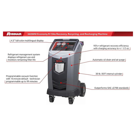 Robinair Economy R-134A Recover, Recycle, Recharge Machine #34288NI, AlamoEquipment.com