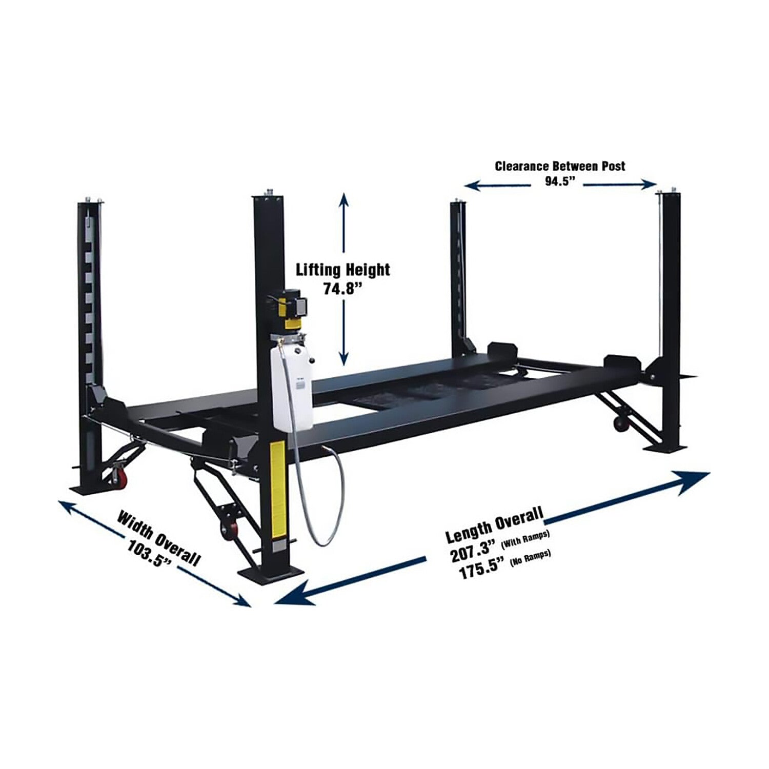 Tuxedo 8,000 lb Deluxe Storage Lift - Poly casters, drip tray #FP8K-DX, AlamoEquipment.com