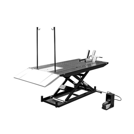 Tuxedo 1,500 lb High Rise Motorcycle Lift Bench w/ Vise, Sides, Balance Bar, Pump #M-1500C-HR-BLK, AlamoEquipment.com
