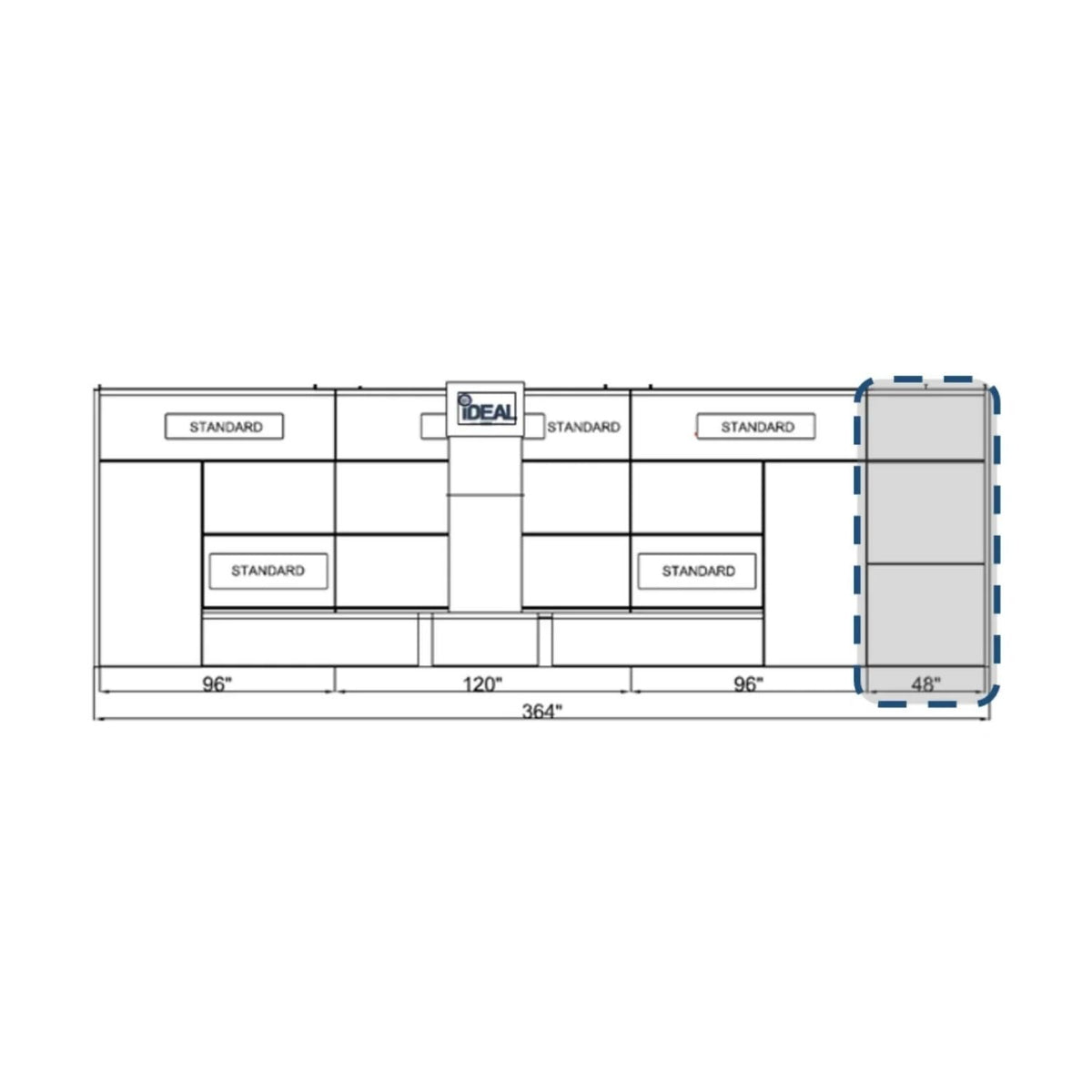 iDEAL PSBSSDD 48" SDD & SEMI Extension Panel Kit Assembly #PSB-SSDD-48EPK-AK, AlamoEquipment.com