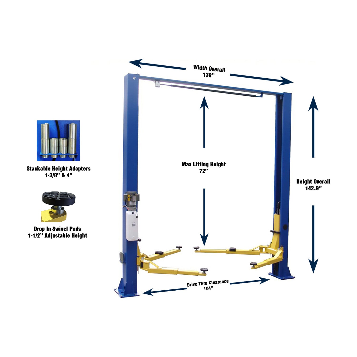 Tuxedo 9,000 lb Two Post Clear Floor - Symmetric #TP9KSCX, AlamoEquipment.com