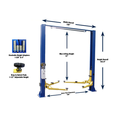 Tuxedo 9,000 lb Two Post Clear Floor - Symmetric #TP9KSCX, AlamoEquipment.com