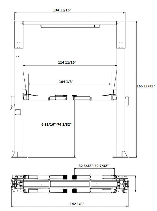 APlusLift 14,000LB 2-Post Overhead Single Release Direct Drive Car Lift #AP-14SR, alamoequipment.com