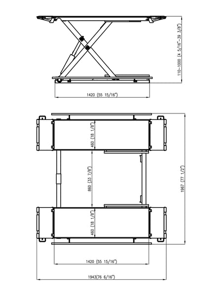 APlusLift 6,600LB Mid-Rise Scissor Lift, Electric Release SL-MR66, alamoequipment.com
