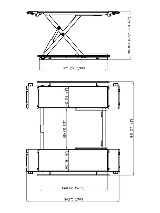 APlusLift 6,600LB Mid-Rise Scissor Lift, Electric Release SL-MR66, alamoequipment.com