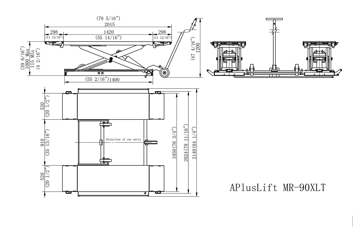 APlusLift 9,000LB Mid-Rise Scissor Lift, Electric Release SL-MR90XLT, alamoequipment.com