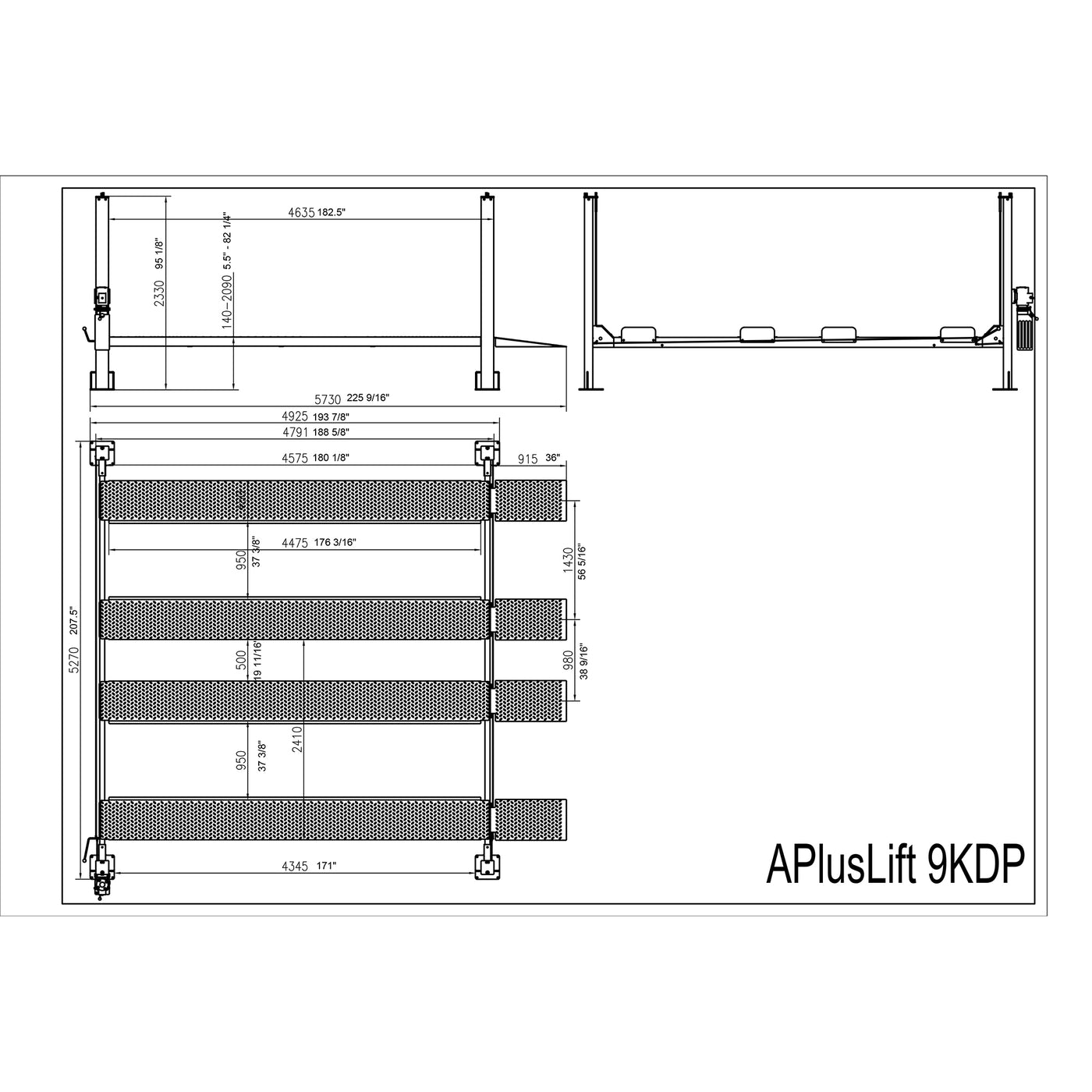 APlusLift 9,000LB 4-Post Double Deck Parking Storage Service Car Lift #HW-9KDP, alamoequipment.com