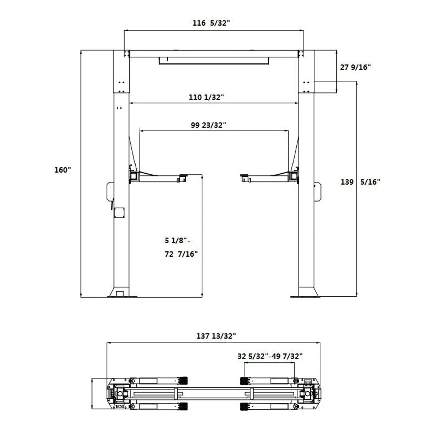 APlusLift HW-12HD Footprint, AlamoEquipment.com