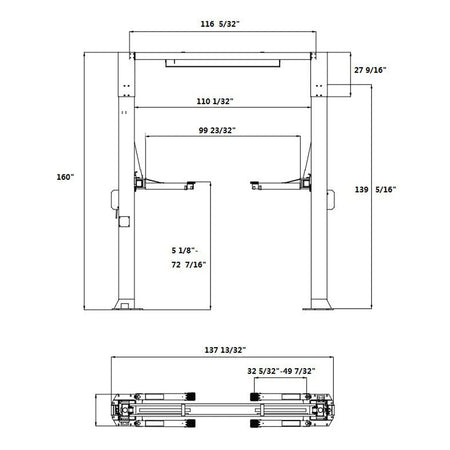 APlusLift HW-12HD Footprint, AlamoEquipment.com