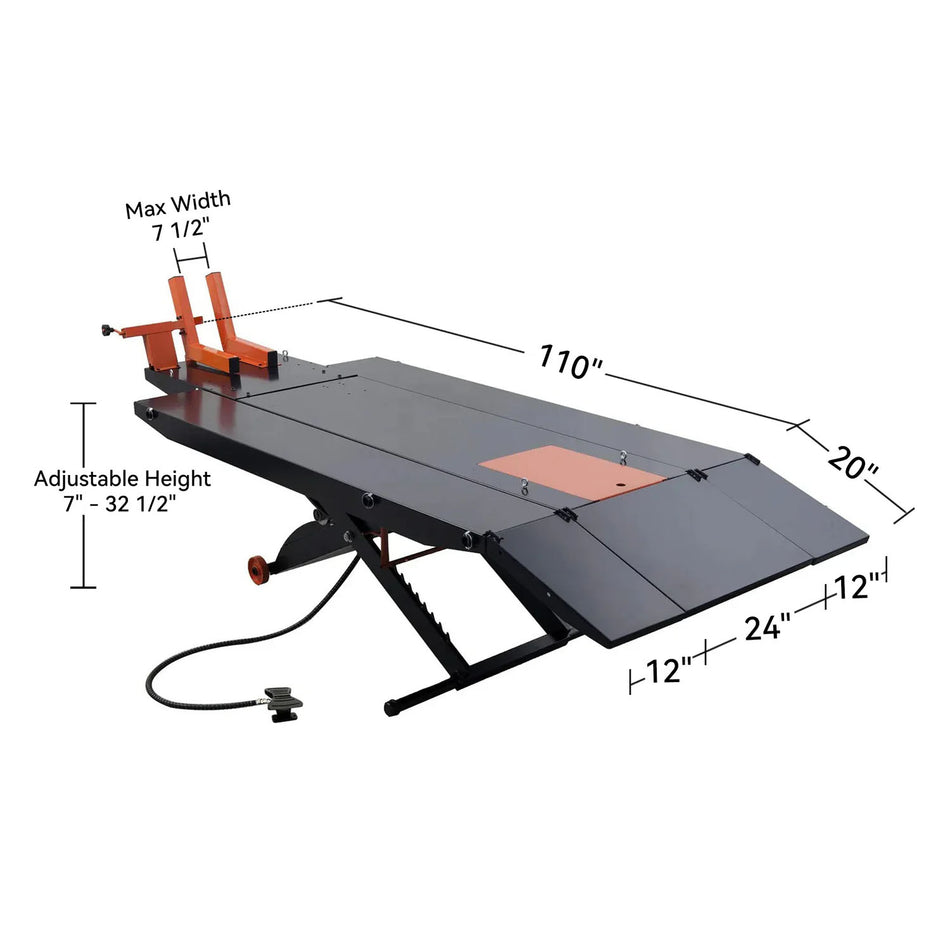 APlusLift 48" Wide 1500 lb Air Operated Lift Table for Motorcycles, ATV, #MT1500X, alamoequipment.com