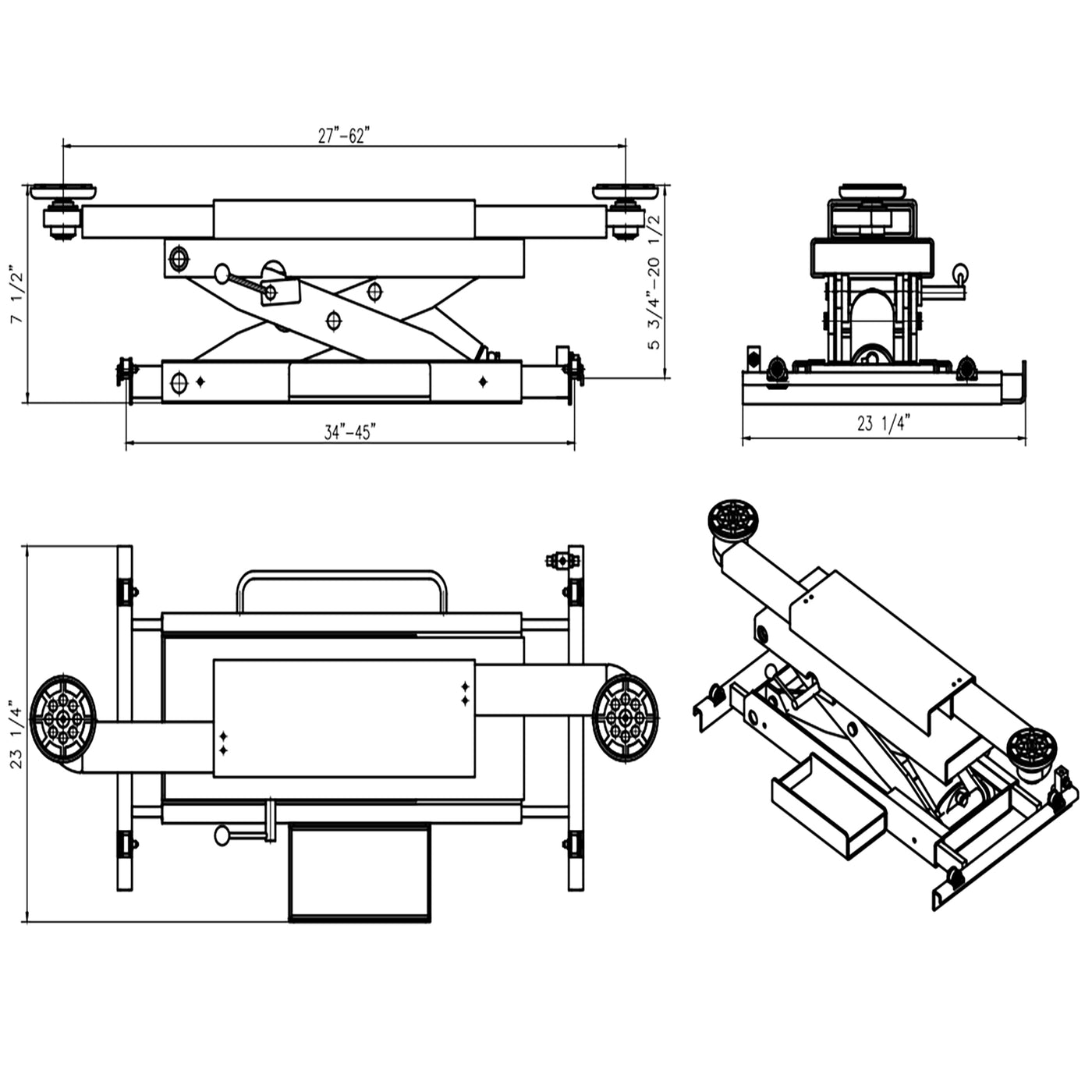 APlusLift 6000LB Air Operated Rolling Jack ARJ-60, alamoequipment.com