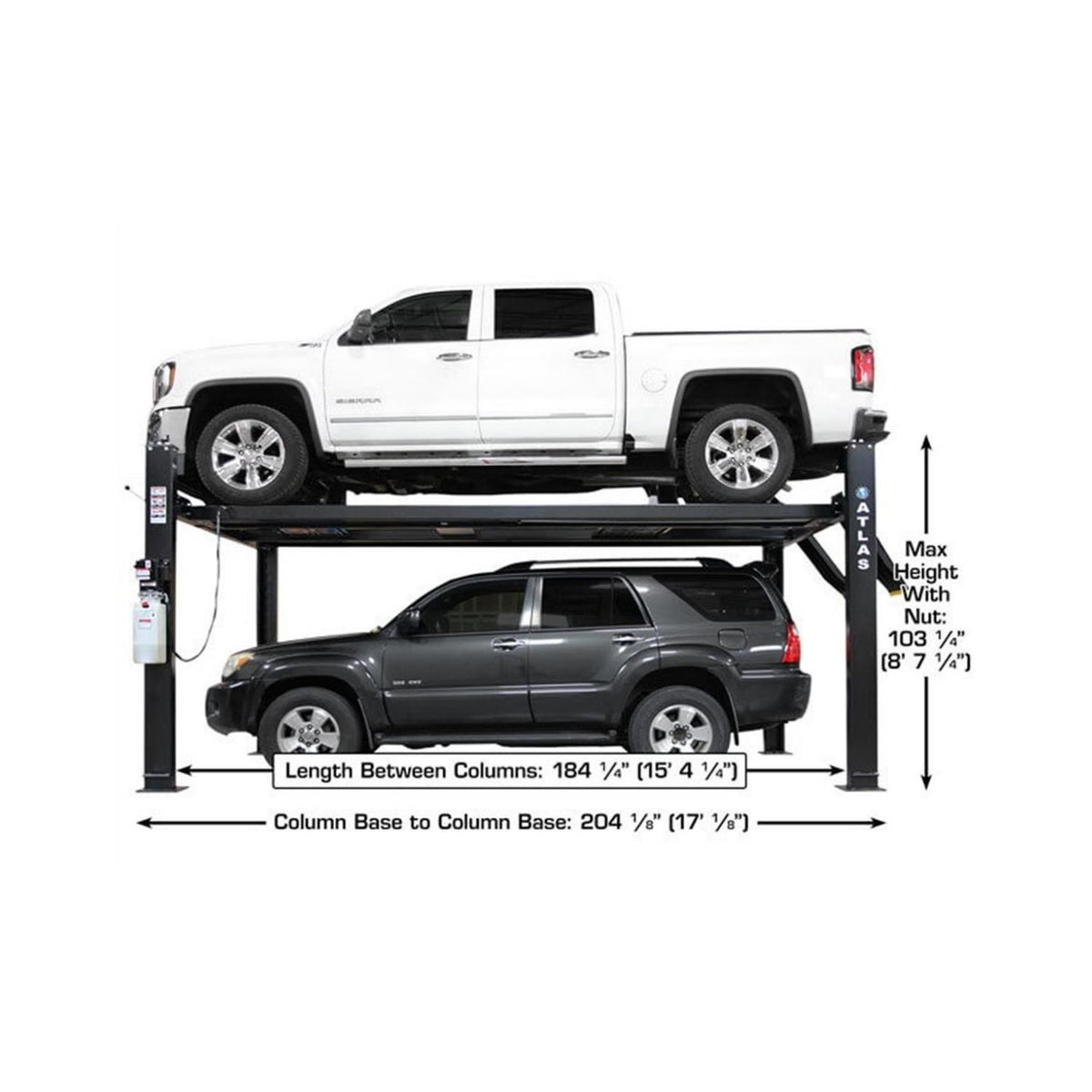 Atlas APEX 9,000 lb Certified 4-Post Hobbyist Lift, AlamoEquipment.com