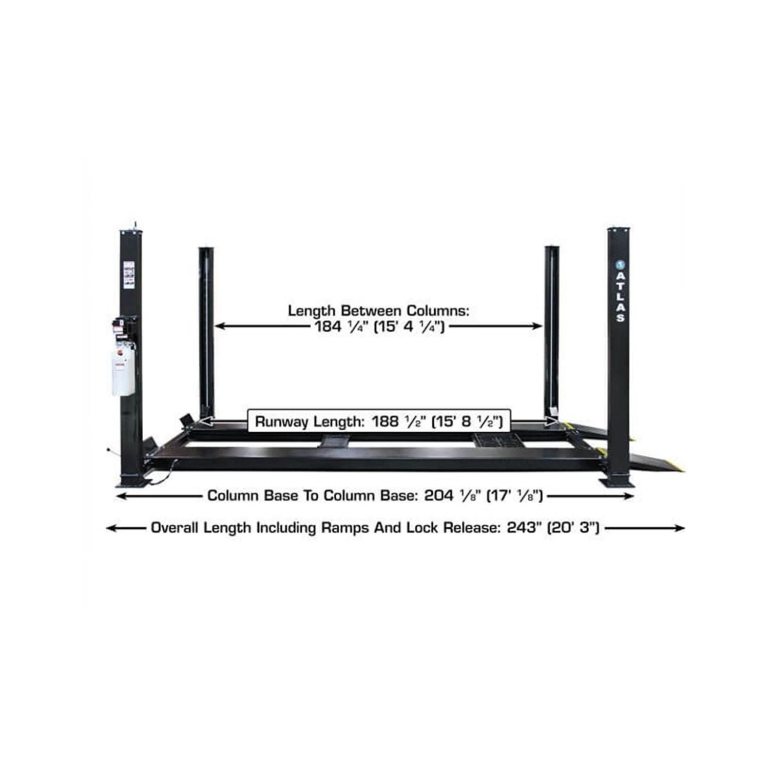 Atlas APEX 9,000 lb Certified 4-Post Hobbyist Lift, AlamoEquipment.com