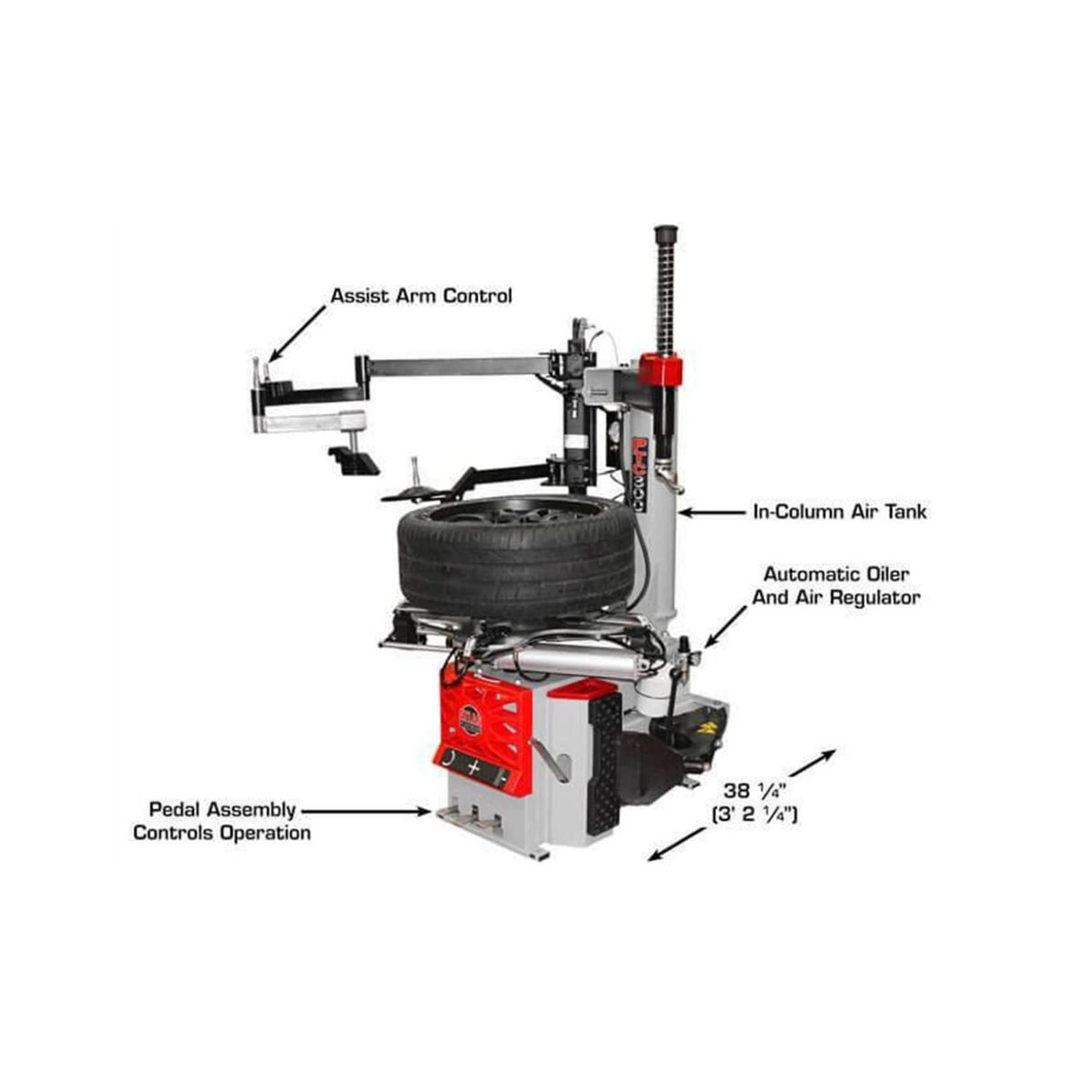 Atlas Platinum PTC300 Rim-Clamp Tire Changer w/ Assist Arm, AlamoEquipment.com