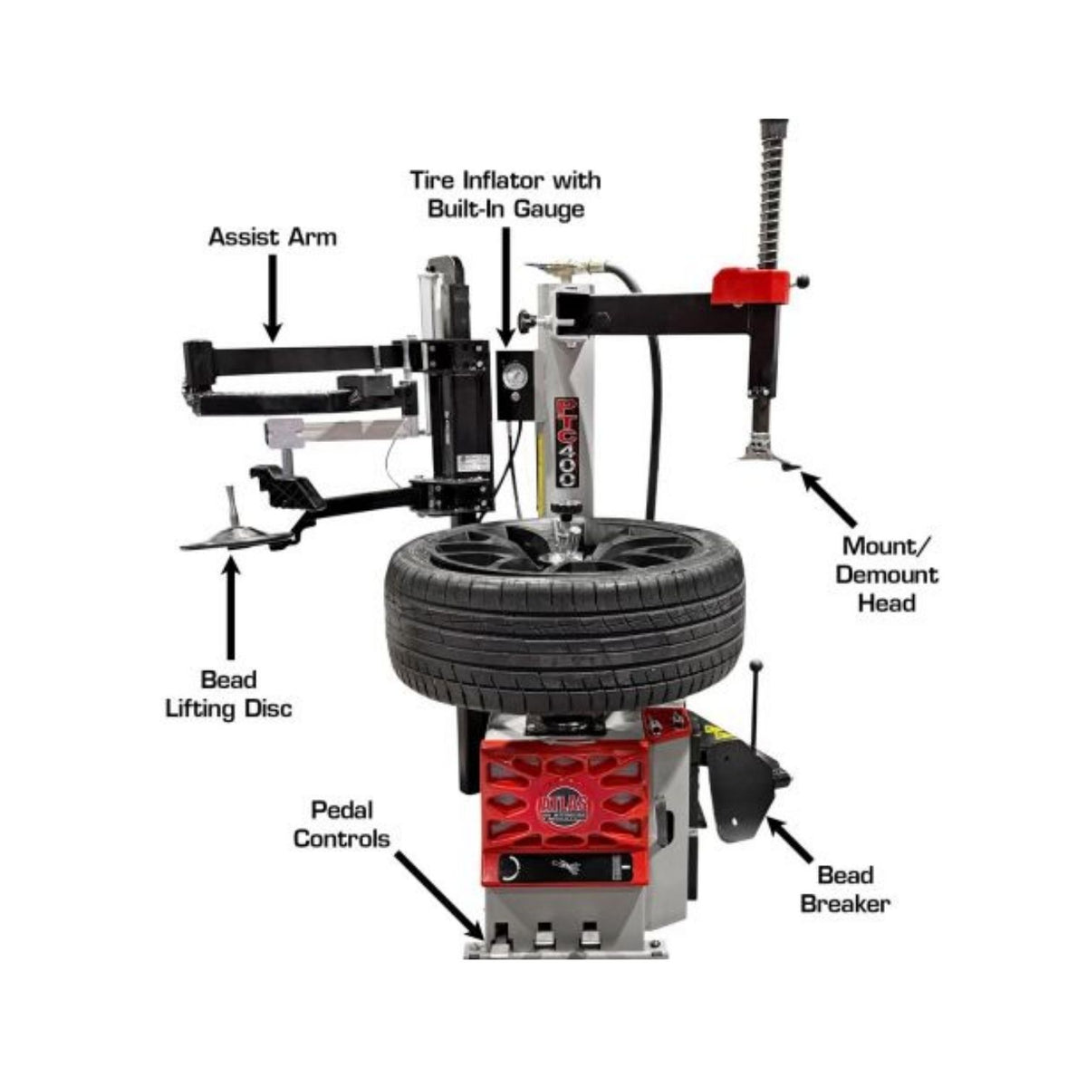 Atlas Platinum PTC400 Center Post Tire Changer w/ Assist Arm, AlamoEquipment.com