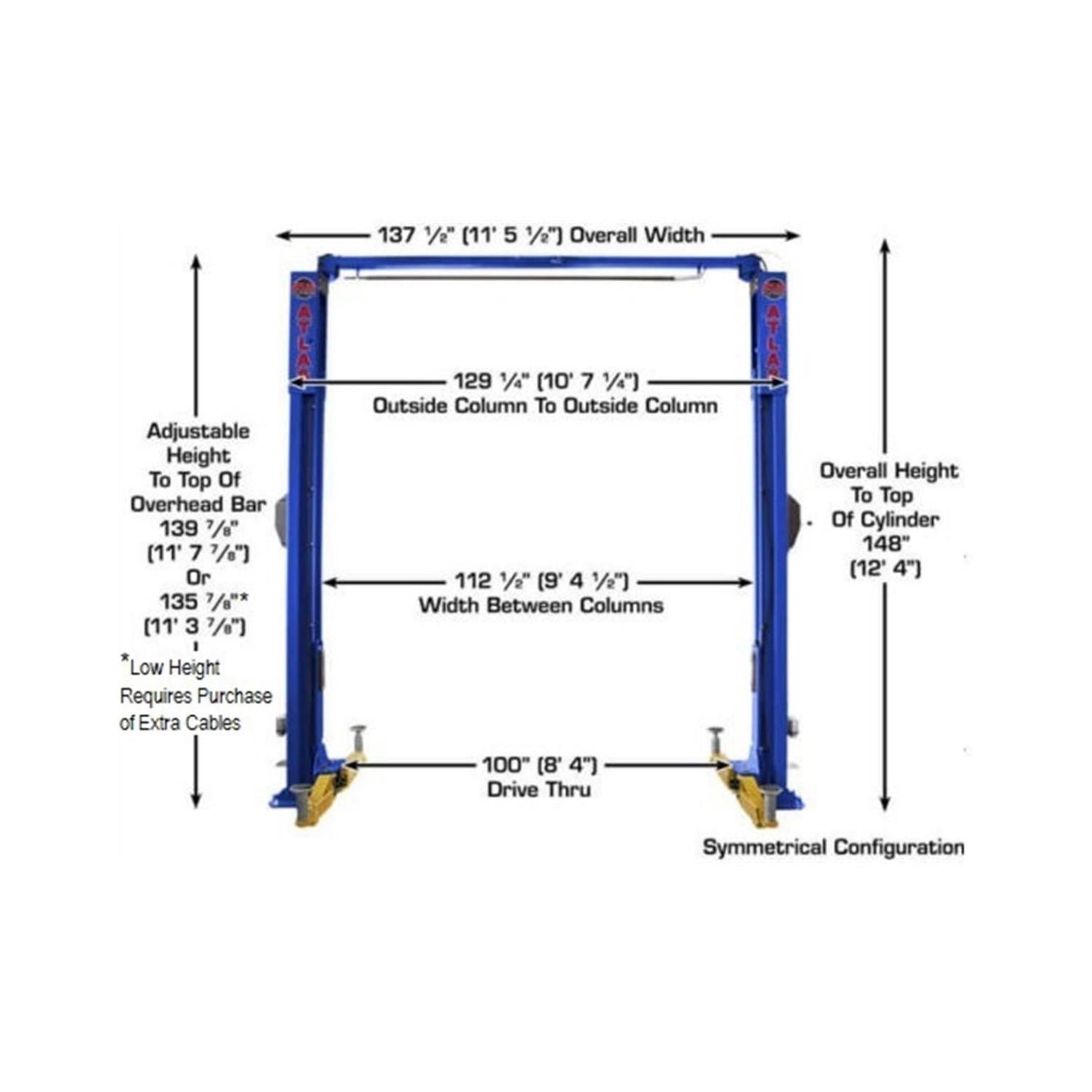 Atlas Platinum PVL10 Lift w/ Height Extension Kit, AlamoEquipment.com