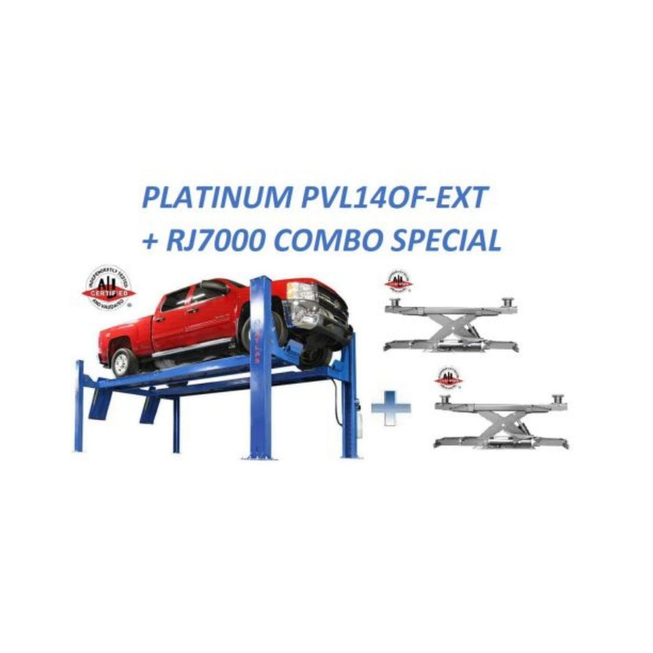 Atlas Platinum PVL14OF-EXT Open Front Alignment Lift + RJ7000 Combo, AlamoEquipment.com