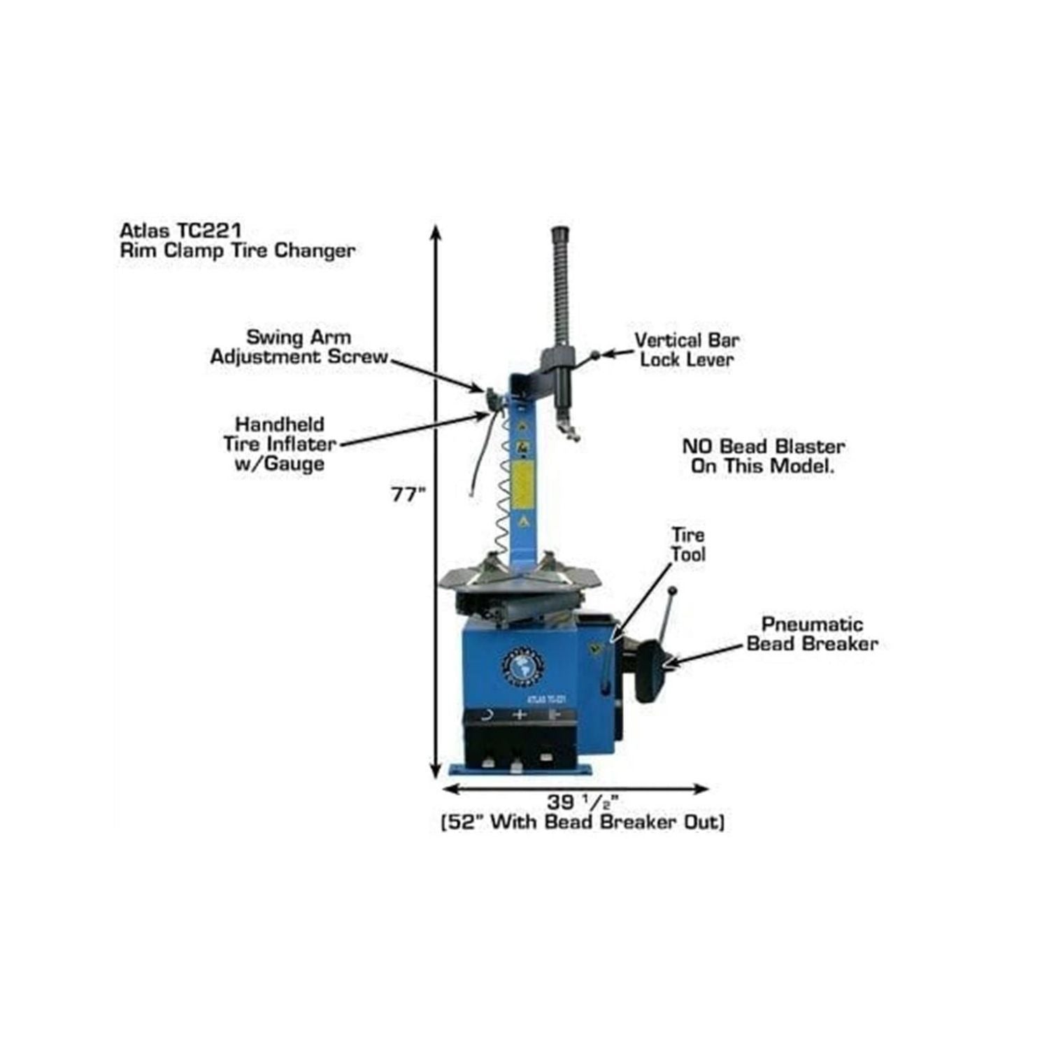 Atlas TTC221 Rim-Clamp Tire Changer #ATEATTC221, AlamoEquipment.com