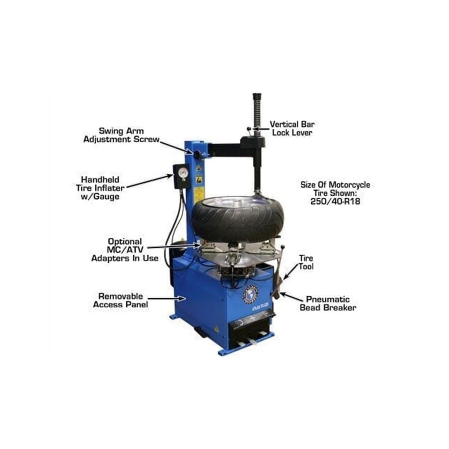 Atlas TTC229 Rim-Clamp Tire Changer w/ Bead Blaster #ATEATTC229, AlamoEquipment.com