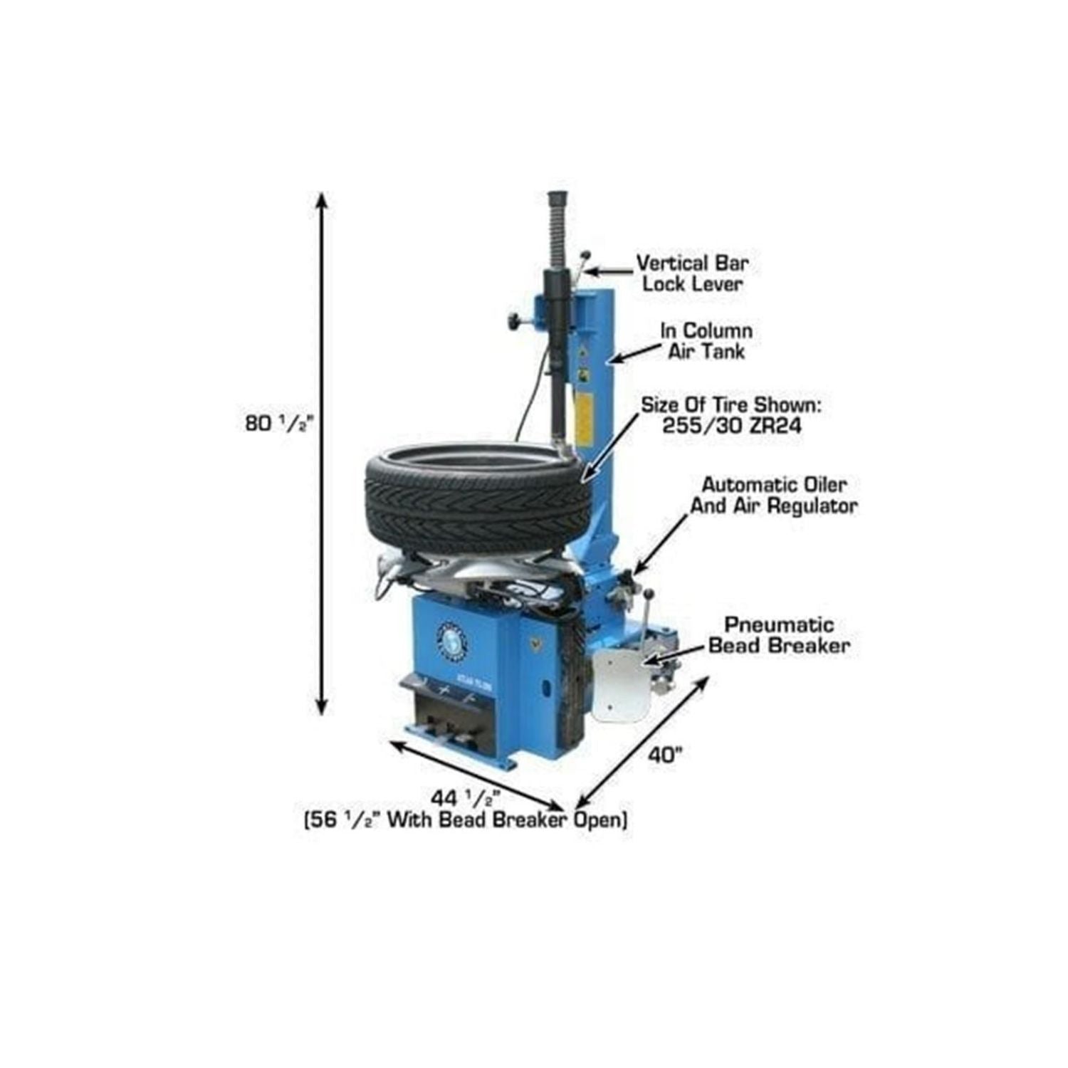 Atlas TTC289 Large Rim-Clamp Tire Changer w/ Bead Blaster #ATEATTC289, AlamoEquipment.com