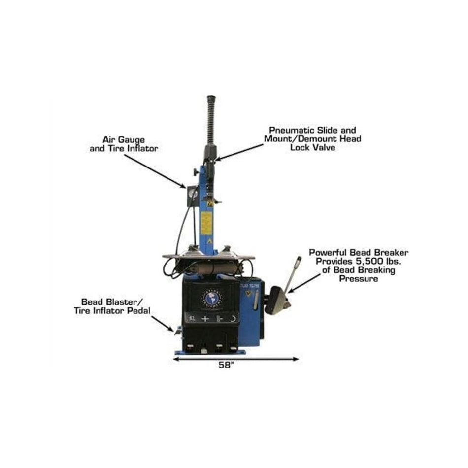 Atlas TTC755 Clamp-Style Tire Changer 12–28" #ATEATTC755, AlamoEquipment.com
