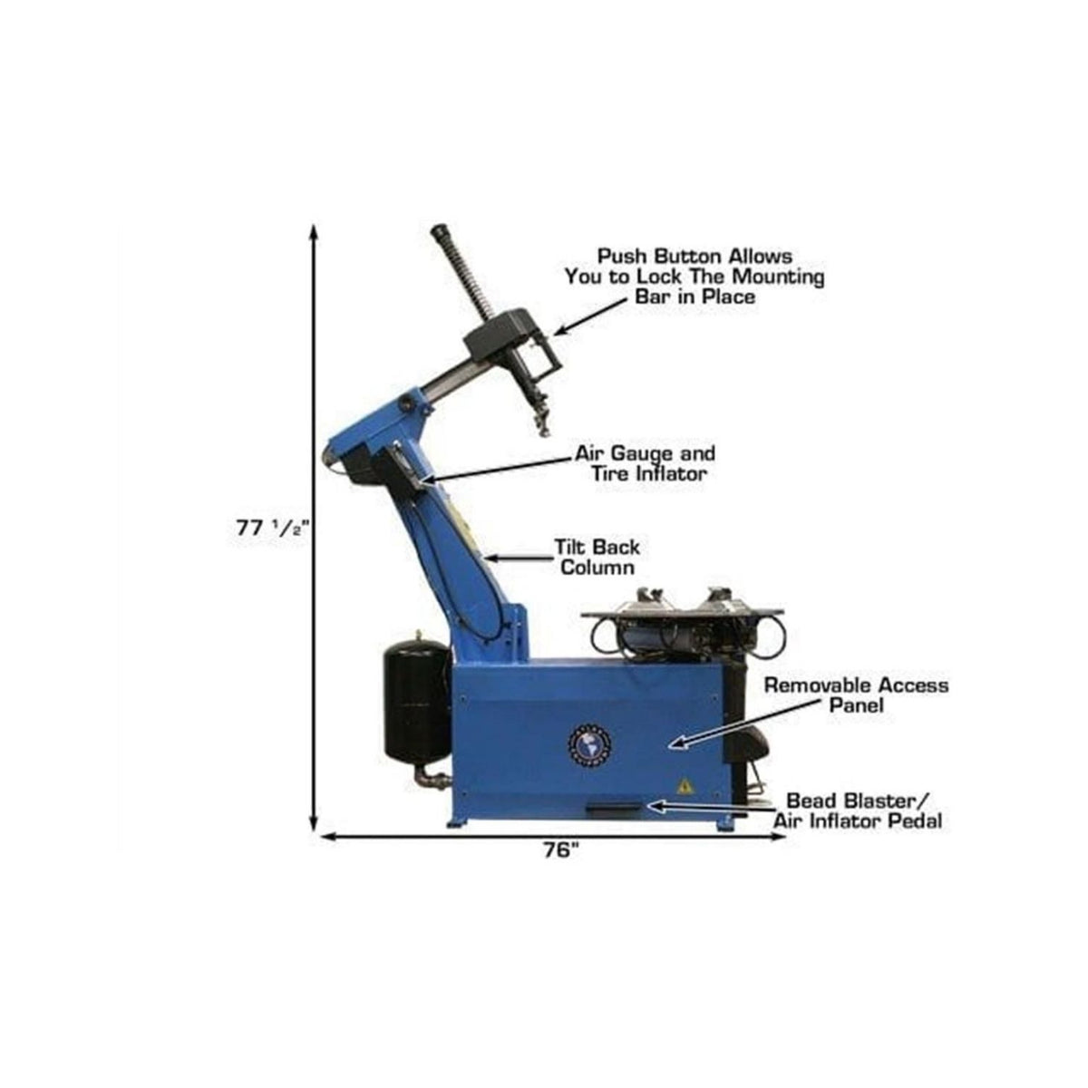 Atlas TTC755 Clamp-Style Tire Changer 12–28" #ATEATTC755, AlamoEquipment.com