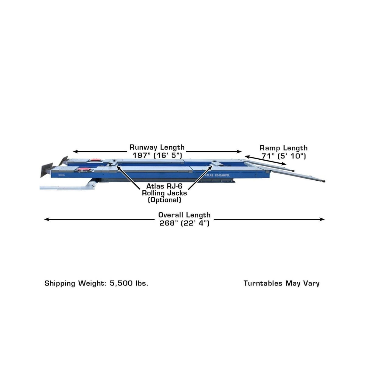 Atlas 12,000 lb Alignment Lift w/ Runway Lifts #ATEATTD-12AWFSL-N