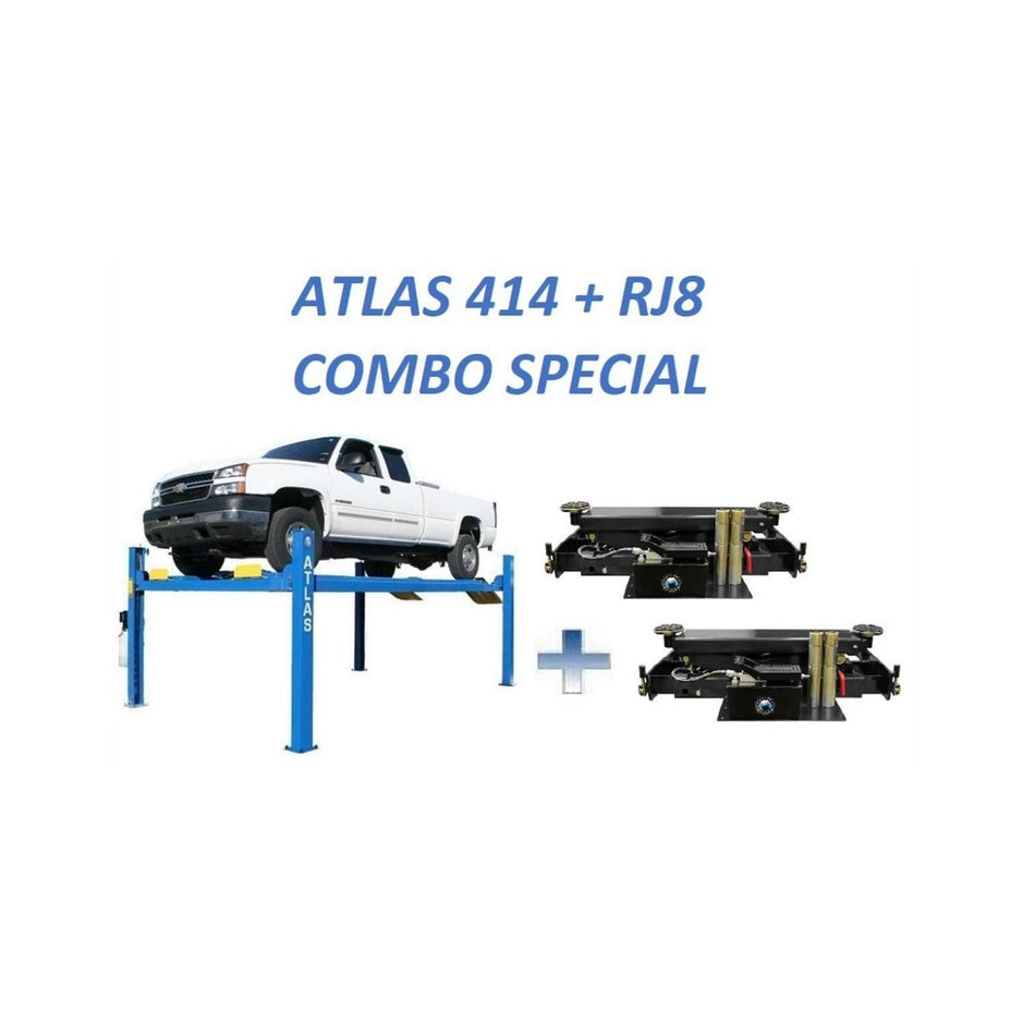 Atlas 14,000 lb 414 4-Post Lift & RJ8 Combo #ATEATTD-414-COMBO-FPD, AlamoEquipment.com