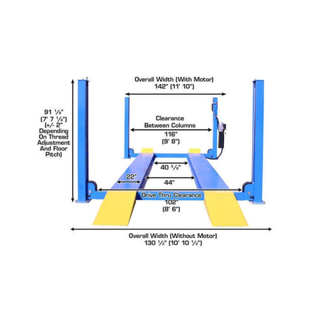 Atlas 14,000 lb Heavy-Duty 4-Post Lift #ATEATTD-414-FPD, AlamoEquipment.com