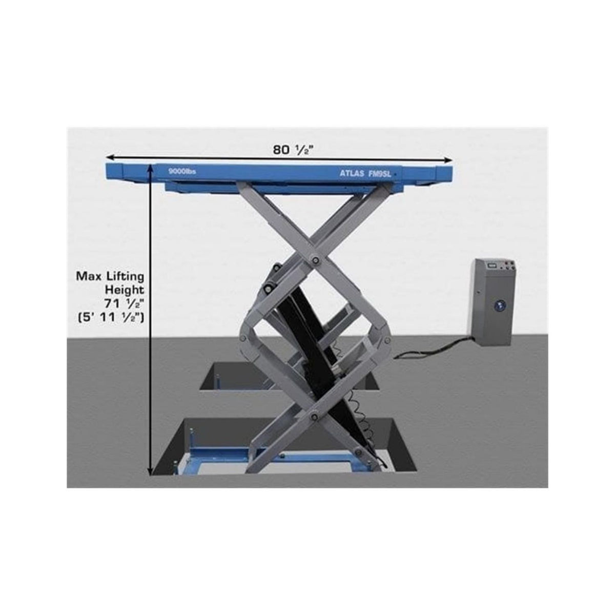 Atlas 9,000 lb In-Ground Full-Rise Scissor Lift #ATEATTD-FM9SL-FPD, AlamoEquipment.com