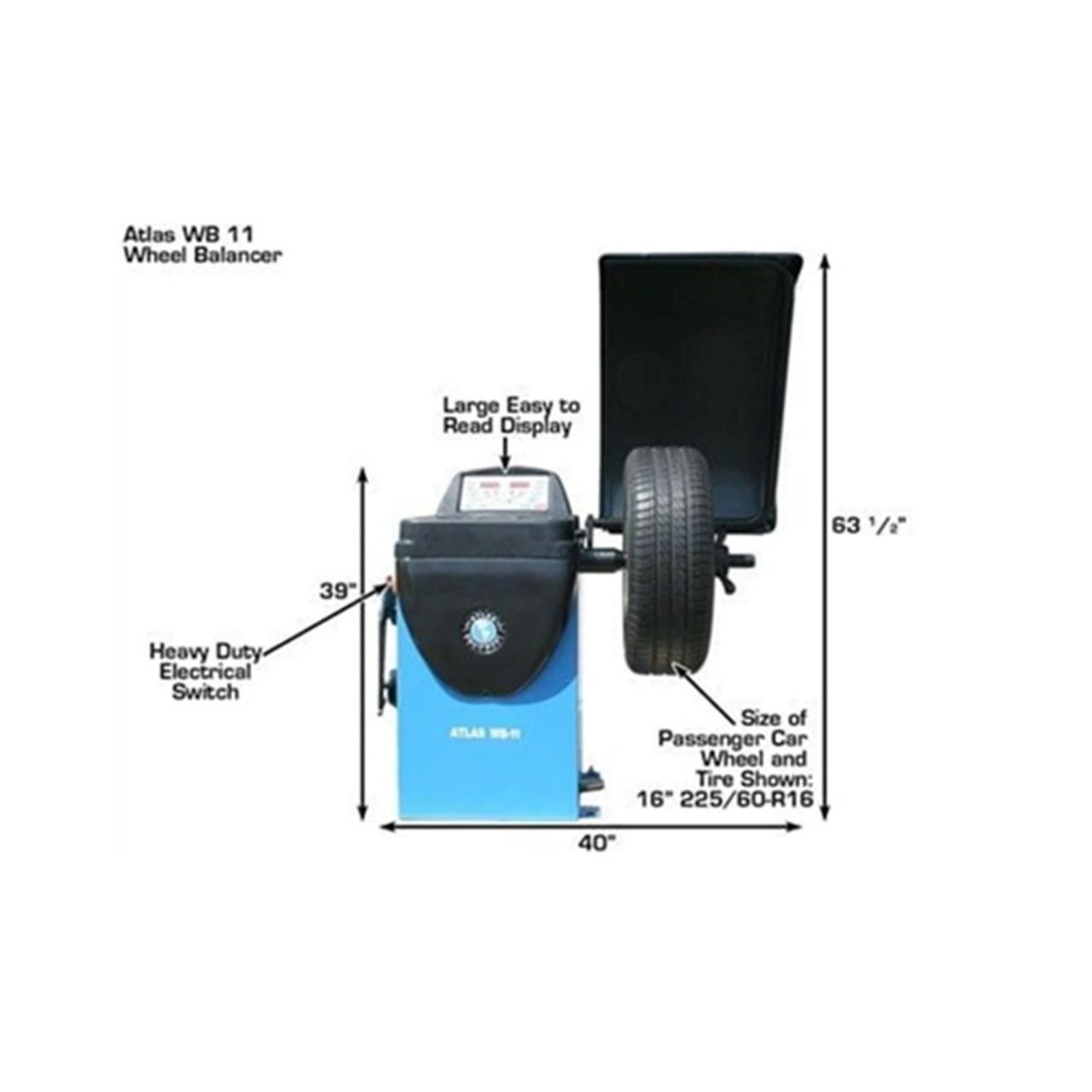 Atlas WB11 Computerized Wheel Balancer w/ Hood #ATEATWB11-FPD, AlamoEquipment.com