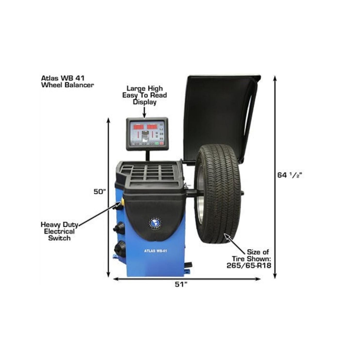 Atlas WB41 Deluxe Computerized Wheel Balancer #ATEATWB41-FPD, AlamoEquipment.com