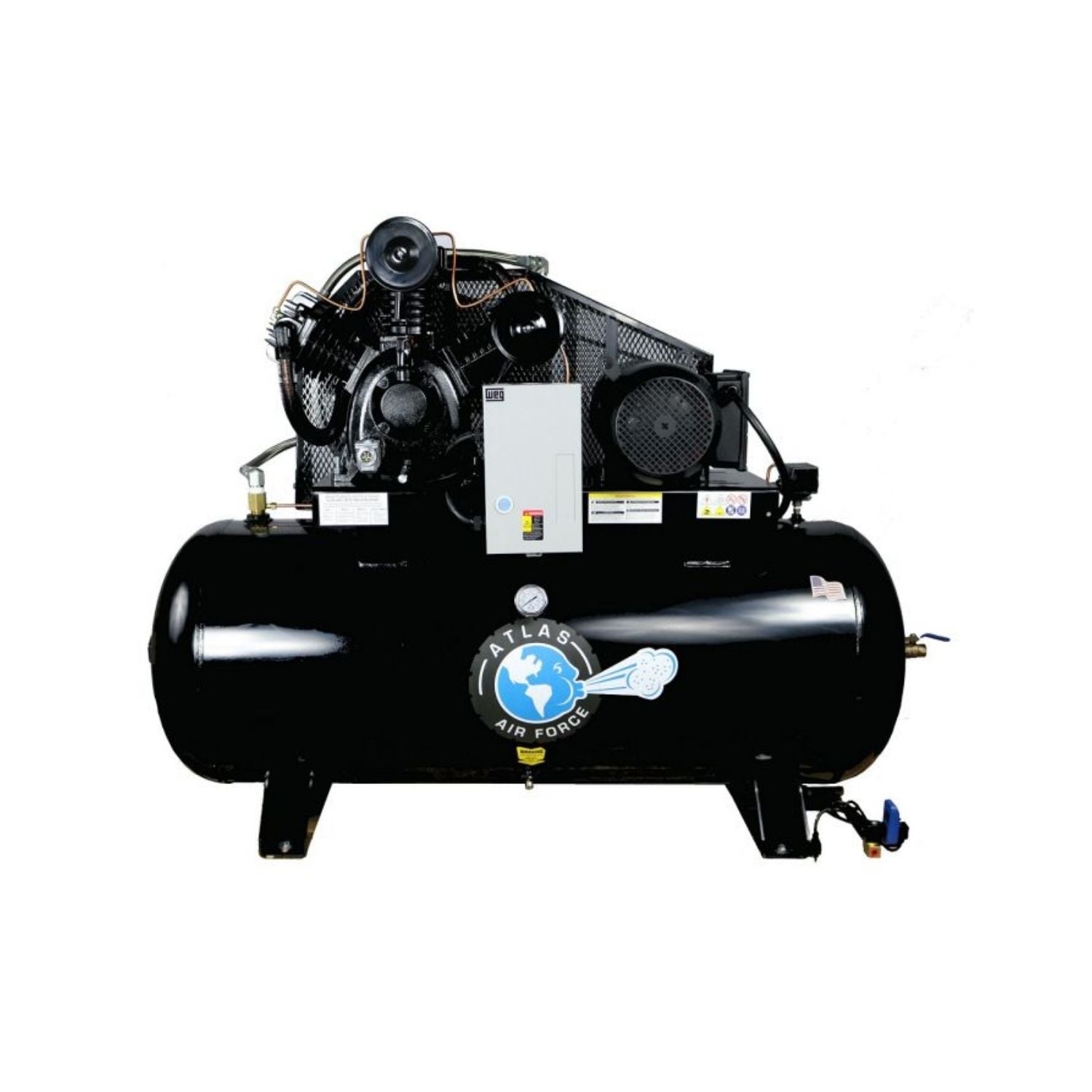 Atlas AF10 10HP 120 Gallon Horizontal Air Compressor (3 Phase) #ATEMPAF10-3PH, AlamoEquipment.com