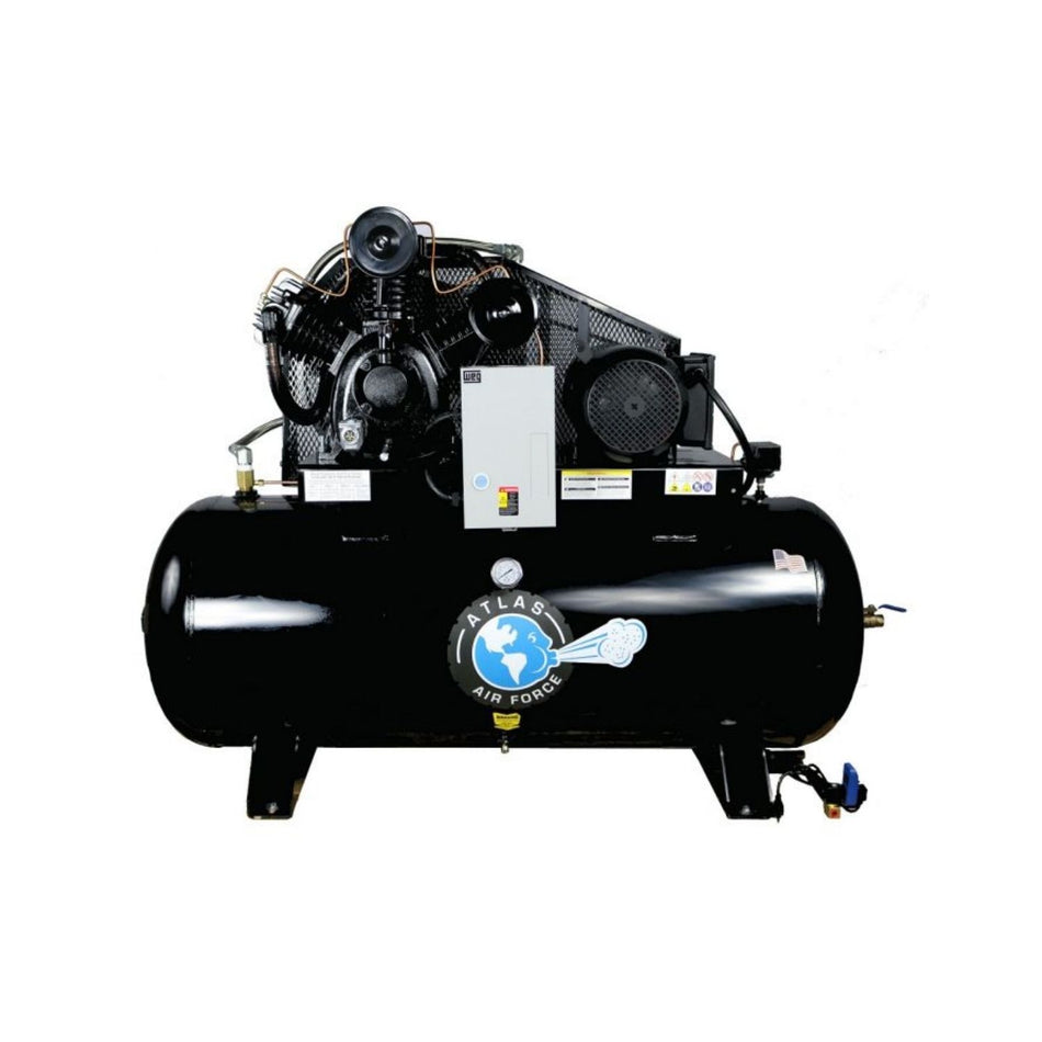 Atlas AF10 10HP 120 Gallon Horizontal Air Compressor (3 Phase) #ATEMPAF10-3PH, AlamoEquipment.com