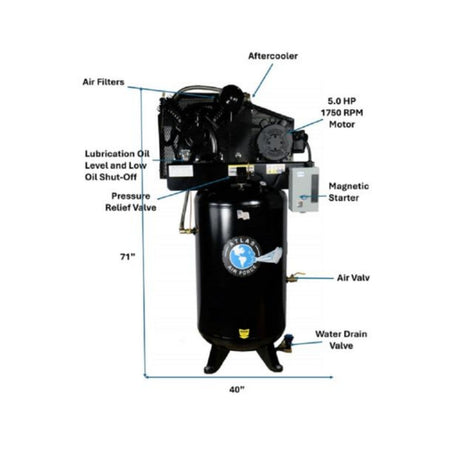 Atlas AF8P 5HP 80 Gallon Air Compressor w/ Plus Package #ATEMPAF8P-FPD, AlamoEquipment.com