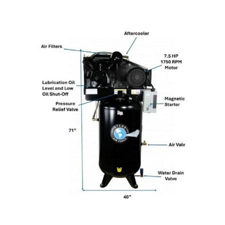 Atlas AF9P 7.5HP 80 Gallon Commercial Air Compressor w/ Plus Package #ATEMPAF9P-FPD, AlamoEquipment.com