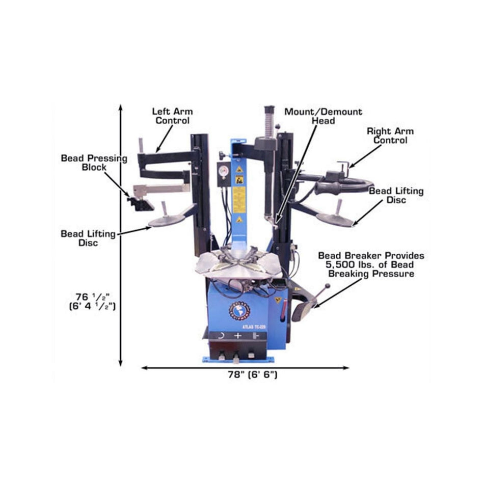 Atlas TC229DAA Tire Changer w/ Dual Assist Arms #ATETC229DAA-FPD, AlamoEquipment.com