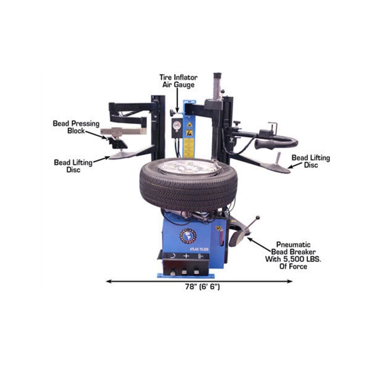 Atlas TC229DAA Tire Changer w/ Dual Assist Arms #ATETC229DAA-FPD, AlamoEquipment.com