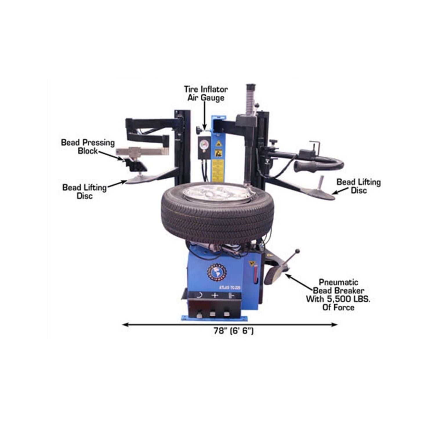 Atlas TC229DAA Tire Changer w/ Dual Assist Arms #ATETC229DAA-FPD, AlamoEquipment.com