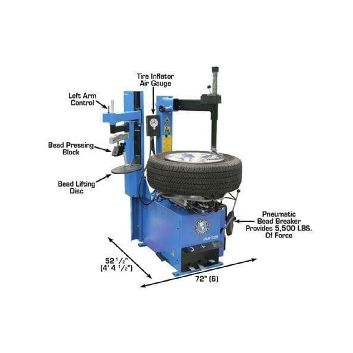 Atlas TC229LH Tire Changer w/ Left Hand Assist Arm #ATETC229LH-FPD, AlamoEquipment.com