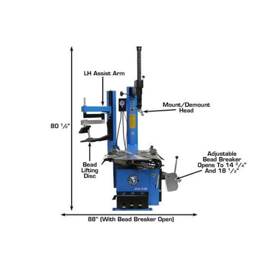 Atlas TC289LH Tire Changer with Left Hand Assist Arm, AlamoEquipment.com