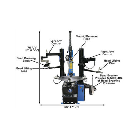 Atlas TC755DAA Tire Changer w/ Dual Assist Arms, AlamoEquipment.com