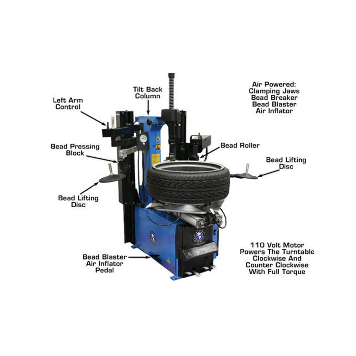 Atlas TC755DAA Tire Changer w/ Dual Assist Arms, AlamoEquipment.com